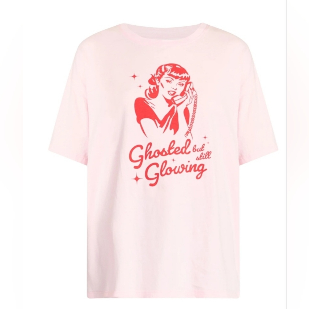 Pink Graphic Tee "Ghosted but still Glowing"